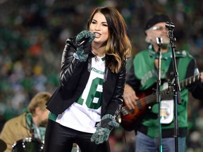 Jess Moskaluke, shown here performing on Oct. 29 at halftime of the final Roughrider home game in the old Mosaic Stadium, has been added to the lineup of the 2017 Gateway Festival.