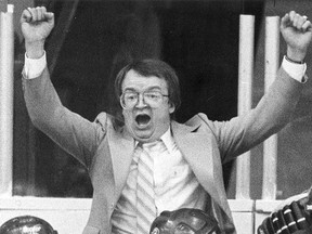 Bob Strumm is shown on the Regina Pats' bench during the 1984 WHL playoffs.