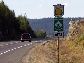 Highway 16 near Prince George, B.C. is pictured on Oct. 8, 2012.