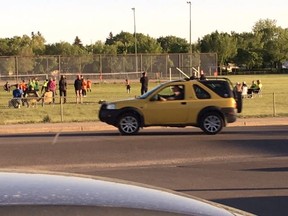 A photo posted by the Regina West Zone Soccer Association to its website and Facebook page is warning parents about a man taking photos of kids' soccer games from his vehicle.