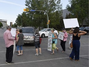 A group of approximately 50 protesters were on the corner of 10th Avenue and Elphinstone Street in Regina on Thurs., June 1 trying to slow down access to the annual Premier's Dinner held at the Credit Union EventPlex.