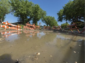 Water main breaks, like this one at Horace Street and Northwest Boulevard, are not as common in June but our dry weather could cause an increase in the events in September.