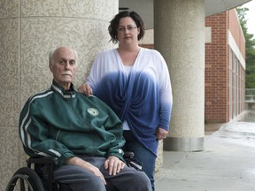 Nicole Dobson with her father, Gerry Ennis, outside Wascana Rehab Centre.