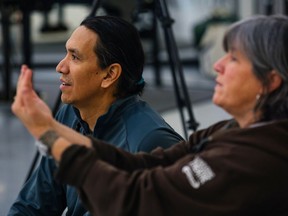 Co-creators Yvette Nolan (right) and Michael Greyeyes are shown in a handout photo for the indigenous dance opera Bearing.