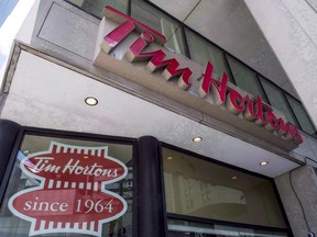 A Tim Hortons coffee shop is shown in Toronto on Wednesday, June 29, 2016.