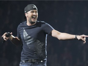 Luke Bryan, shown performing at Montreal's Bell Centre last year, will be the Sunday night headliner for the 2018 Country Thunder Saskatchewan festival in Craven.