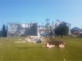 A photo of a home that was destroyed by a tornado north of Alida, Saskatchewan.