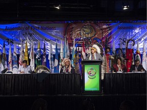 REGINA, SASK :  July 25, 2017  --  AFN National Chief Perry Bellegarde gives opening remarks at the AFN 38th annual general assembly in Regina. TROY FLEECE / Regina Leader-Post
TROY FLEECE, Regina Leader-Post