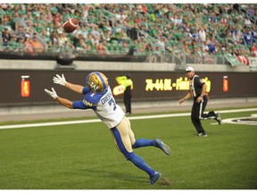 Winnipeg Blue Bombers receiver Weston Dressler was wide open in the end zone on Saturday against the Saskatchewan Roughriders, only to be overthrown.