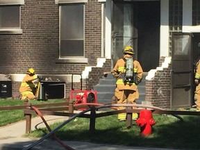 Residents of an apartment building at 2175 Robinson St. fled on Sunday, July 2, 2017, after hearing an explosion and seeing flames.