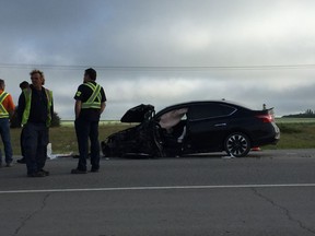 Regina police, RCMP, fire and EMS responded to a car vs. semi collision on Highway 46 west of Prince of Wales Drive on Wednesday morning.