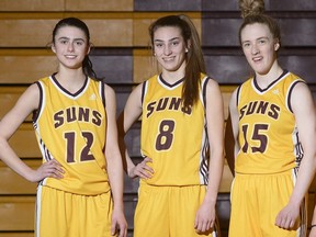 Left to right, Jade Belmore, Hannah Jennings and Maren Tunison are to play for Saskatchewan's girls team this week at the Canadian under-15 basketball championships.