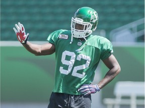 Tobi Antigha has made the transition from a receiver in college to a defensive end with the Saskatchewan Roughriders.