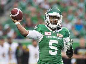 Roughriders quarterback Kevin Glenn threw two touchdown passes Saturday and ran for two other majors.