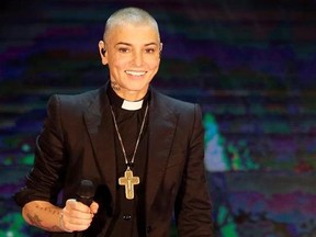 FILE - This is Oct. 5, 2014, file photo of Irish singer Sinead O&#039;Connor performs during the Italian State RAI TV program &ampquot;Che Tempo che Fa&ampquot;, in Milan, Italy. O&#039;Connor emotionally pleaded for help and opened up about her struggles with mental illness in a rambling Facebook video posted on Aug. 3, 2017. A follow-up Facebook said to be made on O‚ÄôConnor‚Äôs behalf late Monday said the singer was OK. (AP Photo/Antonio Calanni, File)