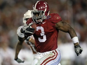 Trent Richardson, shown playing for the Alabama Crimson Tide in the 2010 Rose Bowl, was close to joining the Saskatchewan Roughriders before reportedly changing his mind.