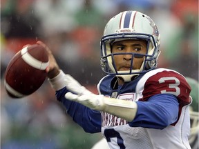 Montreal Alouettes quarterback Vernon Adams Jr. is shown during his first CFL start — on Oct. 22 against the host Saskatchewan Roughriders.