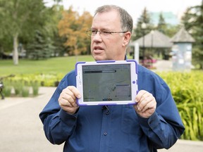 Russell Eirich, manager of forestry, pest control and horticulture, will be demonstrating the new interactive floral map for the city and how it works during a press conference in Central Park in Regina.