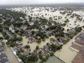 A Houston neighborhood near the Addicks Reservoir, pictured Tuesday.