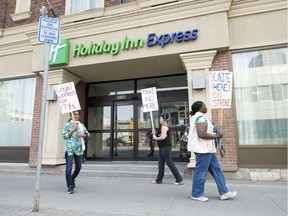 Union employees at the Holiday Inn Express & Suites Regina Downtown have been walking the picket lines since Monday morning, following more than two years of contract negotiations.
