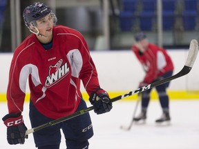 Jake Leschyshyn is back practising with the Regina Pats, having recovered from a torn ACL suffered last season.