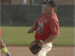 Dwayne Redman Jr., of the Standing Buffalo Dakotas, shown in this file photo, struck out 22 in eight innings Monday in Western Cycle Rambler Park Fastball League playoff action.