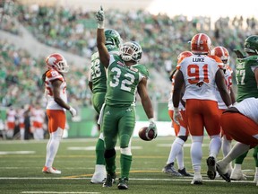 Things are looking up for Cameron Marshall, 32, and the Saskatchewan Roughriders after Sunday's 41-8 victory over the B.C. Lions.