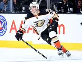 Regina Pats captain Sam Steel, shown during an NHL pre-season game, is focused on the WHL after being returned by the NHL's Anaheim Ducks.