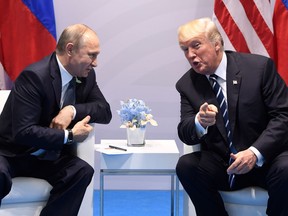 World tensions, with which leaders such as Russian President Vladimir Putin, left, and U.S. President Donald Trump, right, are dealing, may have an effect on the sporting landscape, according to reader Mervyn Norton.