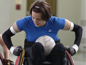Miranda Biletski playing wheelchair rugby in this photo from June 2010.