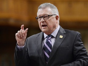 Public Safety and Emergency Preparedness Minister Ralph Goodale stands during question period in the House of Commons on Parliament Hill in Ottawa on Thursday, June 15, 2017.