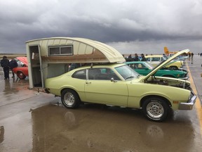This extremely rare, Saskatchewan-manufactured vintage Hitchhiker camper, and the 1975 Ford Maverick are owned by Dwaine Smith of Moose Jaw.
