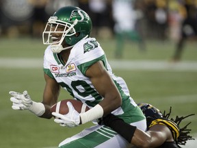 Saskatchewan Roughriders receiver Duron Carter, 89, was one of 10 Riders who was reportedly injured in Friday's 27-19 win over the Tiger-Cats.