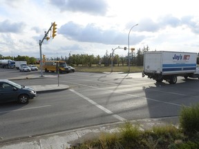 The intersection of Sioux Street and Ross Avenue in Regina. On Tuesday afternoon, a woman was found dead in the 1100 block of Ring Road near the Ross Avenue off-ramp.