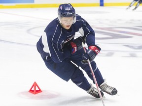 Koby Morrisseaux, shown at practice on Monday, is hoping to make an impact with the Regina Pats this season.
