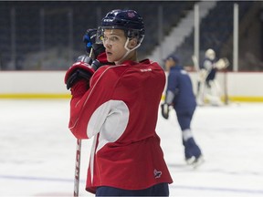 Russian defenceman Egor Zamula, shown during a recent practice, is adjusting quickly to life with the WHL's Regina Pats.