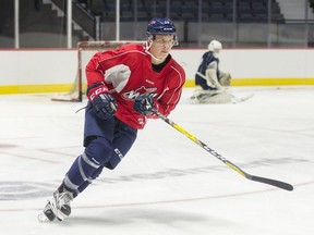Emil Oksanen, shown during a recent practice, makes his WHL debut on Friday night in Brandon.