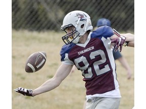 The Regina Thunder's Lee Brown, shown in this file photo, caught the game-winning touchdown pass Saturday against the host Saskatoon Hilltops.