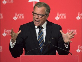 Premier Brad Wall, in Toronto on June 14, 2016, speaks to the Empire Club of Canada in support of Energy East, the proposed $15.7-billion pipeline that would have transported more than a million barrels of oil a day from Western Canada to refineries in Eastern Canada and a marine terminal in New Brunswick. The project was recently cancelled by TransCanada Corporation.