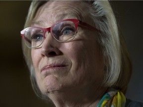 Indigenous and Northern Affairs Minister Carolyn Bennett at a news conference on Parliament Hill in Ottawa on Friday, Oct. 6, 2017. Bennett announced a compensation package for Indigenous victims of the Sixties Scoop.