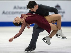 Tessa Virtue and Scott Moir of Canada perform their free dance in the dance competition at the 2017 Skate Canada International ISU Grand Prix event in Regina, Saskatchewan, Canada, on October 28, 2017.
