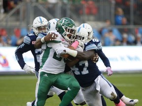 Riders tailback Kienan LaFrance was a handful late in Saturday's game for the Argonauts.