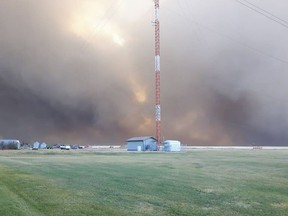 A wildfire burns south of Burstall in southwest Saskatchewan. Photo by Jackie Penny