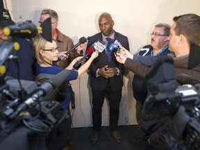 Darian Durant meets the media at Mosaic Stadium on Thursday.