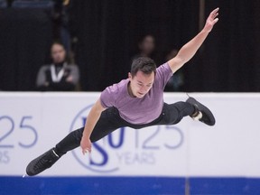 Patrick Chan goes through his routine during a practice session at Skate Canada International at the Brandt Centre on Thursday.