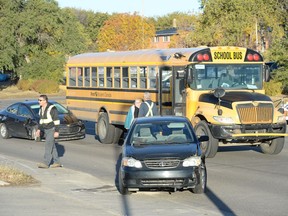 Two vehicles and a school bus were involved in a crash Thursday, Oct. 5, in the 2700 block of Parliament Ave.