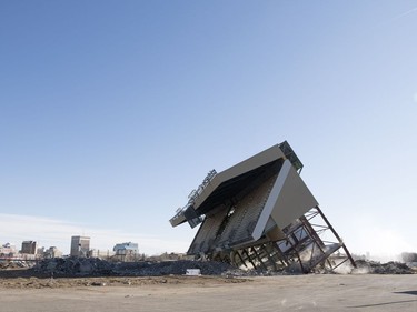 Budget Demolition completed to the collapsing of the west side grandstands at old Mosaic Stadium in Regina.