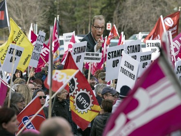 A Rally to Reverse the Cuts, a protest against some of the spending cuts and tax increases made in the 2017-18 budget, was held on the front lawn of the Legislative Building in Regina.