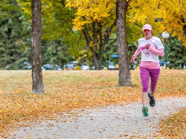 Cheryl Leib finished the last leg of her 5km run near the TC Douglas building as part od the CIBC Run for the Cure.