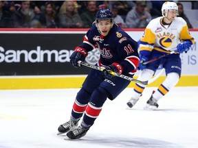Tanner Sidaway made his debut with the Regina Pats on Wednesday against the visiting Saskatoon Blades.